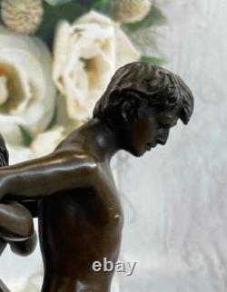 Bronze Sculpture of Two Gay Men in Nude Marble Signed and Handmade