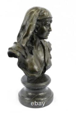 Bronze Sculpture of a Beautiful Young Semi-Nude Girl in Marble Original Signed