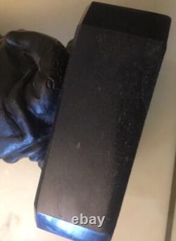 Bronze Sculpture of a Bulldog with a Marble Base Signed