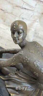 Bronze Sculpture of a Dancer Signed Chiparus on a Marble Base, Art Deco