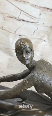 Bronze Sculpture of a Dancer Signed Chiparus on a Marble Base, Art Deco