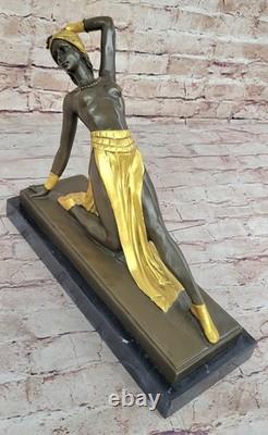 Bronze Sculpture of a Dancer by Chiparus, Signed Art Deco, on a Marble Base