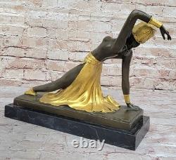Bronze Sculpture of a Dancer by Chiparus, Signed Art Deco, on a Marble Base