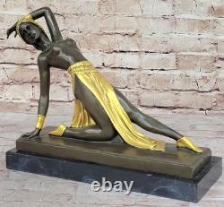 Bronze Sculpture of a Dancer by Chiparus, Signed Art Deco, on a Marble Base