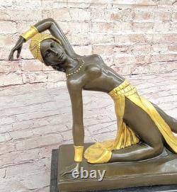Bronze Sculpture of a Dancer by Chiparus, Signed Art Deco, on a Marble Base