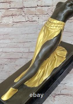 Bronze Sculpture of a Dancer by Chiparus, Signed Art Deco, on a Marble Base