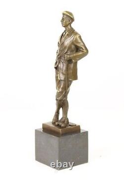 Bronze Sculpture of a Golfer on Antique Signed Marble