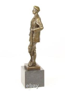 Bronze Sculpture of a Golfer on Antique Signed Marble