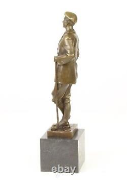 Bronze Sculpture of a Golfer on Antique Signed Marble