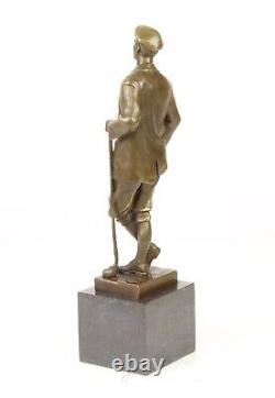 Bronze Sculpture of a Golfer on Antique Signed Marble