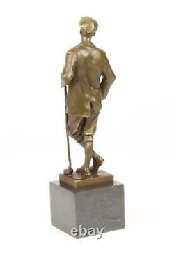 Bronze Sculpture of a Golfer on Antique Signed Marble