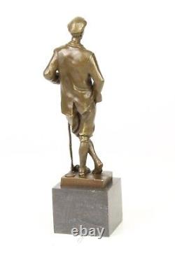 Bronze Sculpture of a Golfer on Antique Signed Marble