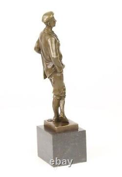 Bronze Sculpture of a Golfer on Antique Signed Marble