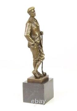 Bronze Sculpture of a Golfer on Antique Signed Marble