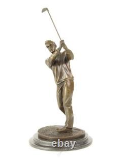 Bronze Sculpture of a Golfer on a Black Marble Base after Milo