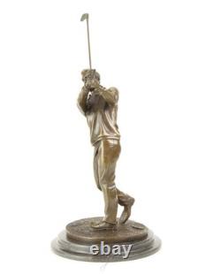 Bronze Sculpture of a Golfer on a Black Marble Base after Milo