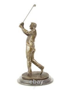 Bronze Sculpture of a Golfer on a Black Marble Base after Milo