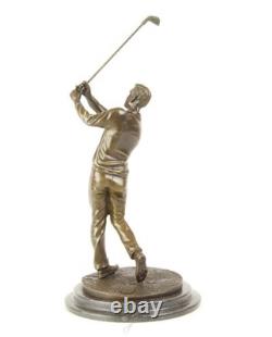 Bronze Sculpture of a Golfer on a Black Marble Base after Milo