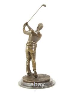 Bronze Sculpture of a Golfer on a Black Marble Base after Milo