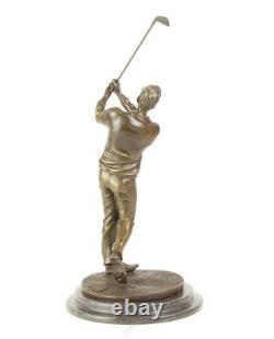 Bronze Sculpture of a Golfer on a Black Marble Base after Milo