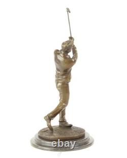 Bronze Sculpture of a Golfer on a Black Marble Base after Milo
