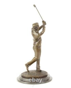 Bronze Sculpture of a Golfer on a Black Marble Base after Milo