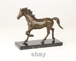 Bronze Sculpture of a Horse on Vintage Black Marble