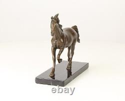 Bronze Sculpture of a Horse on Vintage Black Marble