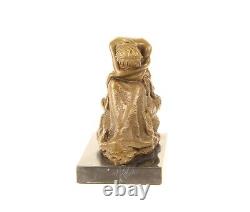 Bronze Sculpture of a Kneeling Beauty on Black Marble Signed