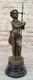 Bronze Sculpture Of A Naked Boy Signed, Art Deco Statue On Marble Base
