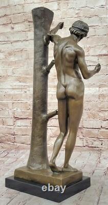 Bronze Sculpture of a Nude Man, Signed Statue, Figurine, Figure, Marble Decor