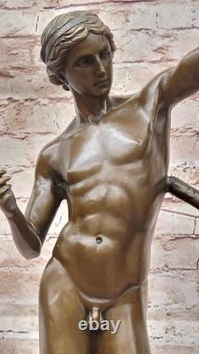 Bronze Sculpture of a Nude Man, Signed Statue, Figurine, Figure, Marble Decor