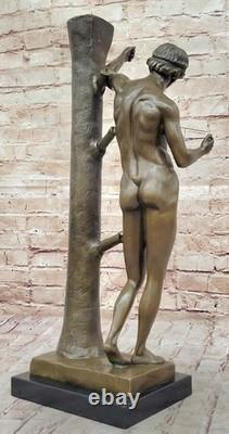 Bronze Sculpture of a Nude Man, Signed Statue, Marble Figurine, Decor