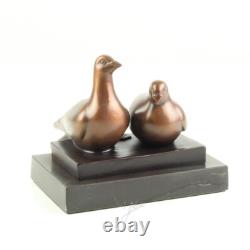 Bronze Sculpture of a Pair of Pigeons on Black Marble after Landon Metz