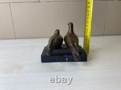 Bronze Sculpture of a Pair of Pigeons on Black Marble after Landon Metz