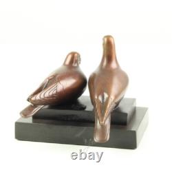Bronze Sculpture of a Pair of Pigeons on Black Marble after Landon Metz