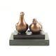 Bronze Sculpture Of A Pair Of Pigeons On Vintage Black Marble