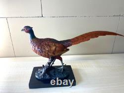 Bronze Sculpture of a Pheasant in Viennese Style on a Black Marble Base Signed