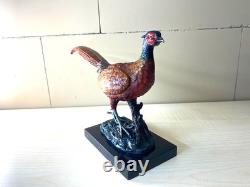 Bronze Sculpture of a Pheasant in Viennese Style on a Black Marble Base Signed