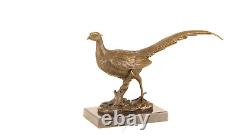 Bronze Sculpture of a Pheasant on a Black Marble Signed