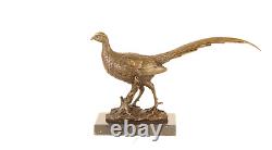 Bronze Sculpture of a Pheasant on a Black Marble Signed