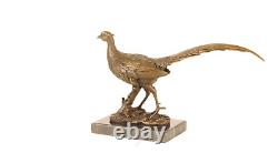 Bronze Sculpture of a Pheasant on a Black Marble Signed