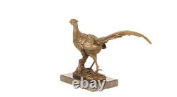 Bronze Sculpture of a Pheasant on a Black Marble Signed