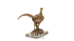 Bronze Sculpture of a Pheasant on a Black Marble Signed