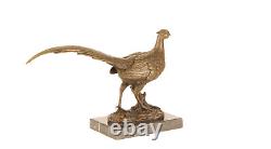 Bronze Sculpture of a Pheasant on a Black Marble Signed