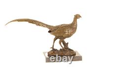 Bronze Sculpture of a Pheasant on a Black Marble Signed