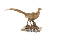 Bronze Sculpture of a Pheasant on a Black Marble Signed