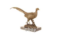 Bronze Sculpture of a Pheasant on a Black Marble Signed