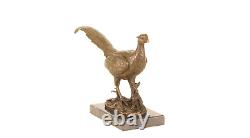 Bronze Sculpture of a Pheasant on a Black Marble Signed