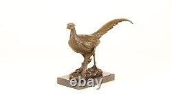 Bronze Sculpture of a Pheasant on a Black Marble Signed